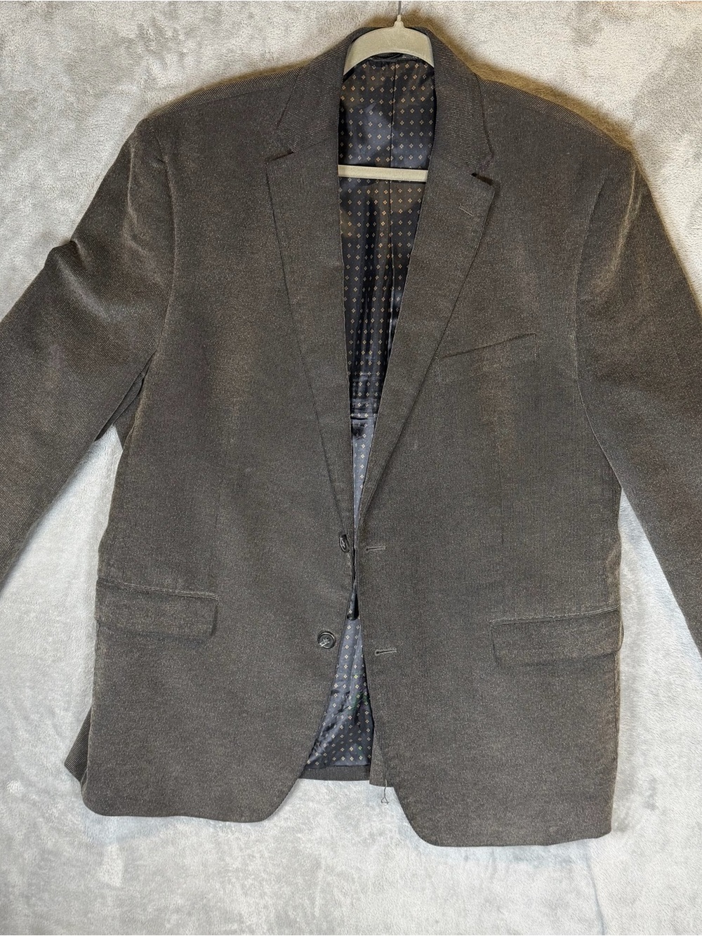 Chaps Mens Blazer Sport Coat Greenish Brown Cotton Elbow Patch 2 Button Vent